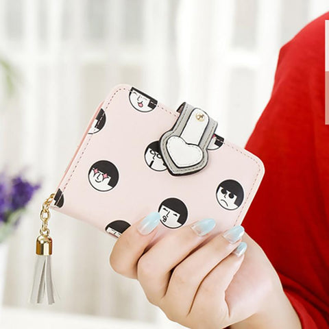Cute Leather Trifold Mini Wallet