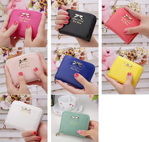 Candy Color Bow Leather Wallet