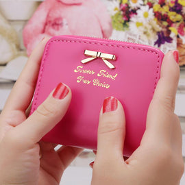 Candy Color Bow Leather Wallet