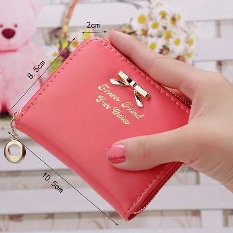Candy Color Bow Leather Wallet