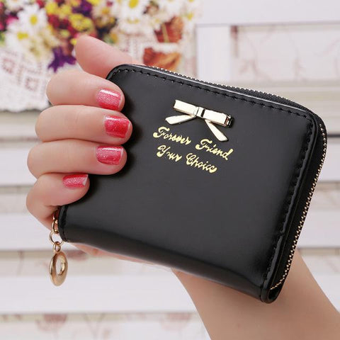 Candy Color Bow Leather Wallet