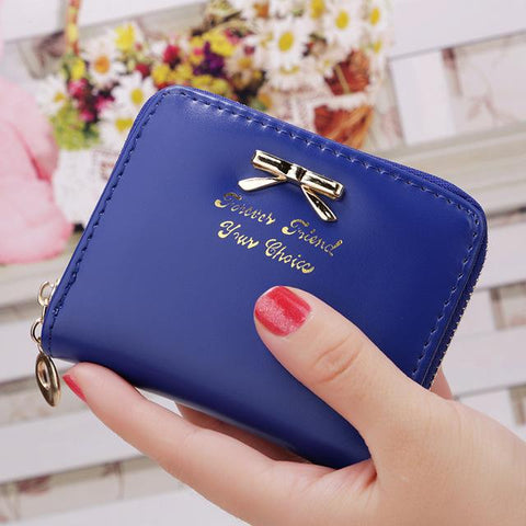 Candy Color Bow Leather Wallet