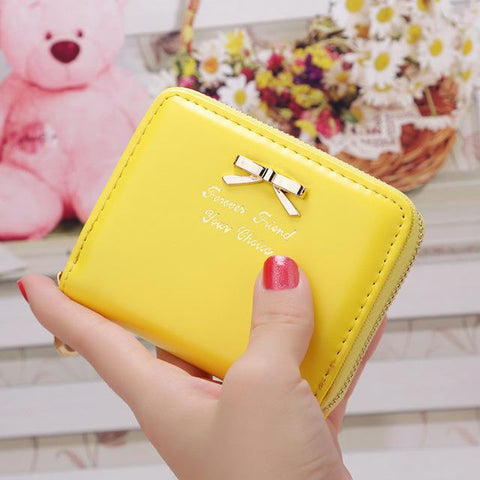 Candy Color Bow Leather Wallet