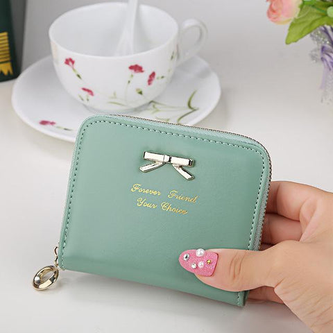 Candy Color Bow Leather Wallet