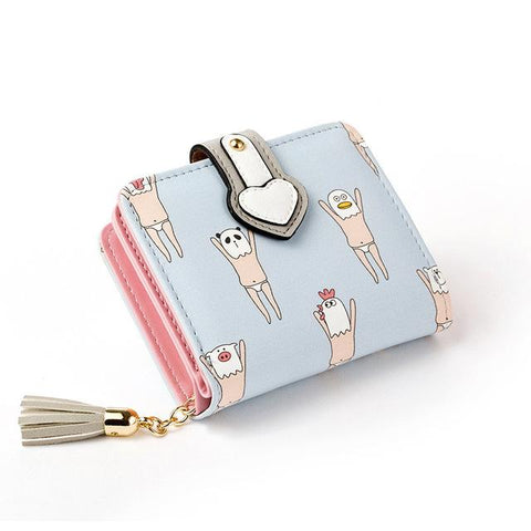 Cute Leather Trifold Mini Wallet